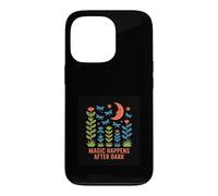 Magic Happens After Dark Moon & Flowers Design Case for iPhone 13 Pro