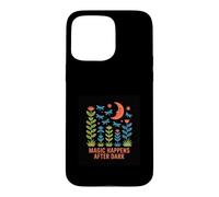 Magic Happens After Dark Moon & Flowers Design Case for iPhone 15 Pro Max