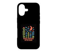 Magic Happens After Dark Moon & Flowers Design Case for iPhone 17