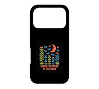 Magic Happens After Dark Moon & Flowers Design Case for iPhone 17 Pro