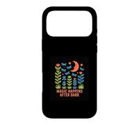 Magic Happens After Dark Moon & Flowers Design Case for iPhone 17 Pro Max