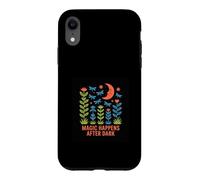 Magic Happens After Dark Moon & Flowers Design Case for iPhone XR