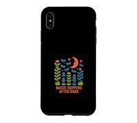 Magic Happens After Dark Moon & Flowers Design Case for iPhone XS Max