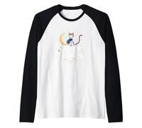 Magic Happens Mystical Cat Moon Stars Enchanted Night Raglan Baseball Tee, Men, Black/White, M