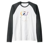 Magic Happens Mystical Cat Moon Stars Enchanted Night Raglan Baseball Tee, Men, Dark Heather/White, S