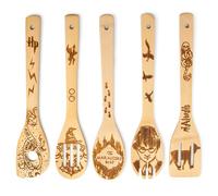 Magic Harry Wooden Spoons Gifts - Engraved Kitchen Utensils Accessories Set, Bamboo Cooking Stuff for Decor - Perfect Gifts for Christmas, Mother's Day, Wedding, Baking