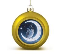 Magic - Hat Owl Christmas Tree Ornaments 1.6 Inch Shatterproof Pc Plastic Balls with Lanyard Baubles Hanging Christmas Ball Ornaments for Xmas Tree Holiday Party Wedding Home Decorations-Golden