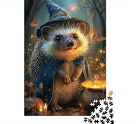 Magic Hedgehog 1000 Piece Jigsaw Puzzle Paper for Adults Enchanted Forest Night Scene Puzzle Game for Family Focus and Relaxation Home Decor Gift 38x26cm/1000pcs