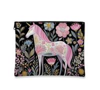 Magic Horse Makeup Bag Travel Makeup Bag for Women Portable Glamour Canvas Storage Pouch Festival Gift Skincare Toiletry Bag, peach, 7x9 Inch, Magic Horse