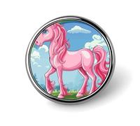 Magic Horse Pattern Lapel Pin, Metal Round Badge Lightweight, Fashionable Brooch Pins for Clothing, Ideal Gift for Family & Friends