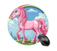 Magic Horse Pattern Mouse Pad - Ultra Thin, 7.8 Inch Round Mousepad with Non-Slip Rubber Base, Waterproof Mouse Mat for Office, Gaming