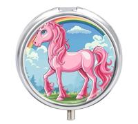 Magic Horse Pattern Pill Box, 3 Compartments, Small Travel Pill Case for Purse and Pocket, Portable Daily Pill Organizer for Holding Supplements