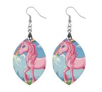 Magic Horse Pattern Wooden Earrings Lightweight Geometric Pendant Vintage Jewelry for Women Gift, Boho Wood Earrings for Daily & Special Occasions, Love, Wood, wood