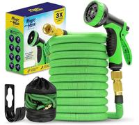 MAGIC HOSE Expandable Garden Hose with 10-Mode Spray Gun - 100FT/30.48M Green Rubber Hose for Gardening, Cleaning & Outdoor Tasks