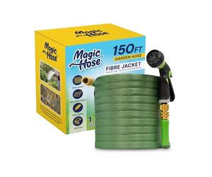 Magic Hose Garden Hose Pipe Spray Gun Jet Wash Hosepipe 8 Pattern Nozzles Pressure Washer Gun with Fiber Jacket Garden Hose Pipe 3/4" 1/2" Size (150FT / 45 Meters)