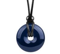 Magic Human Gemstone Pendant Crystal Necklace - Good Luck Healing Donut Crystal Stone Jewelry Necklace - Positive Energy Charm, Unisex Adjustable Cord, Gemstone, genuine crystal gemstone