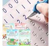 Magic Ink Copybooks for Kids Reusable Handwriting Workbooks for Preschools Grooves Template Design and Handwriting Aid Magic Practice Copybook for Kids The Print Writing (4 Books with Pens)