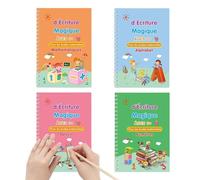 Magic Ink Copybooks For Kids Reusable Handwriting Workbooks For Preschools Grooves Template Design Magic PracticeCopybook For Kids The Print Writing (4 Books, French, 5.2x7.4 Inches)