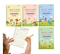 Magic Ink Practice Copybook for Kids, 4 Pack,Reusable Handwriting Workbooks for Preschools, Tracing Letter Writing Book with Pen Refill and Handwriting Aid Drawing,Math,Numbers,English Alphabet