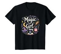 Magic is a Girl Thing: Witchy Whimsy for Enchantresses T-Shirt, Kids, Black, 6 Years