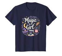 Magic is a Girl Thing: Witchy Whimsy for Enchantresses T-Shirt, Kids, Navy, 6 Years