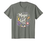 Magic is a Girl Thing: Witchy Whimsy for Enchantresses T-Shirt, Kids, Olive Heather, 6 Years