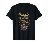 Magic is in the Stitch Gold Purple Embroidery Hoop Art T-Shirt
