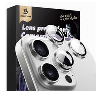 MAGIC JOHN [2 Set for iPhone 16 Pro/16 Pro Max Camera Lens Protector, Ultra HD Metal Individual Ring, 9H Tempered Glass, with Installation Kit, Silver