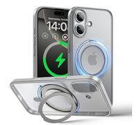 MAGIC JOHN 360° Rotatable Magnetic Invisible Stand for iPhone 17 Case [Camera Control Button] [Compatible with MagSafe] 16FT Shockproof for iPhone 17 Case 6.3'' with Kickstand (Gray)