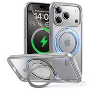 MAGIC JOHN 360° Rotatable Magnetic Invisible Stand for iPhone 17 Pro Case [Camera Control Button] [Compatible with MagSafe] for iPhone 17 Pro Case 6.3' with Kickstand (Gray)