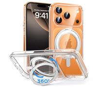 MAGIC JOHN 360° Rotatable Magnetic Invisible Stand for iPhone 17 Pro Case [Camera Control Button] [Compatible with MagSafe] for iPhone 17 Pro Case 6.3' with Kickstand (White)