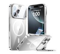 MAGIC JOHN for iPhone 16 Pro Magnetic Case with Foldable Stand, Full Camera Protection, Handheld Selfie, Never Yellowing, Camera Control Button, Speaker dust-Proof, Drop Protection, Clear