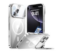 MAGIC JOHN for iPhone 16 Pro Max Magnetic Case with Foldable Stand, Full Camera Protection, Handheld Selfie, Never Yellowing, Camera Control Button, Speaker dust-Proof, Drop Protection, Clear