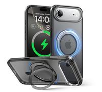 MAGIC JOHN for iPhone Air Case [Compatible with Magsafe] [with Magnetic Metal Stand][Military Grade Shockproof][Anti Yellowing],Translucent Matte Back with Soft Edge (Black)