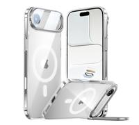 MAGIC JOHN for iPhone Air Magnetic Case with Foldable Stand, Full Camera Protection, Handheld Selfie, Never Yellowing, Camera Control Button, Speaker dust-Proof, Drop Protection, Clear