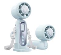 MAGIC JOHN Handheld Fan with Ice Cooling, Portable Hand Held Fan with 199-Speed Stepless Wind Adjustment, Rechargeable Mini Fan Foldable Desk Fans with LED Display for Travel, Office, Camping, Blue