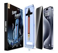 MAGIC JOHN Pack of 2 for iPhone 15 Pro for Privacy Screen Protector (6.1 Inch), 28 Degree Protection Angle Simple, 9H, Auto Dust Elimination, Bubble-Free, Easy Installation