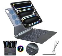 TECHGEAR Magic Keyboard for Apple iPad Pro 13" (M4) 2024, Slim Magnetic Floating Stand Case, Precision Multi-Touch Trackpad, 7 Color Backlight, Bluetooth Case with QWERTY Keyboard iPad Pro 13" 2024