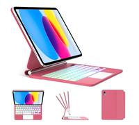 Magic Keyboard for iPad A16 11inch 2025 & 10.9inch 2022 Case with Keyboard for iPad 11th 10th Generation with Upgraded Multi-Touch Trackpad, 7-Colors Backlight, Floating Cantilever Stand, Red