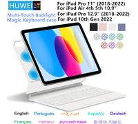 Magic Keyboard for iPad Pro 11 12.9 Air 4 Air 5 for iPad 10th Generation Pro 12.9 6th 5th 4th 3rd Gen Smart Cover Magnetic Case Spanish Layout iPad Pro 12.9 Black