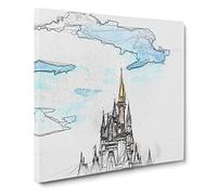 Magic Kingdom Disney Castle Canvas Print | Gallery Wrapped 30mm Frame Wall Art | 14x14 inches | Ready to Hang | Abstract Cityscape Picture | Living Room Bedroom Lounge Office