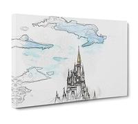 Magic Kingdom Disney Castle Canvas Print | Gallery Wrapped 30mm Frame Wall Art | 24x16 inches | Ready to Hang | Abstract Cityscape Picture | Living Room Bedroom Lounge Office