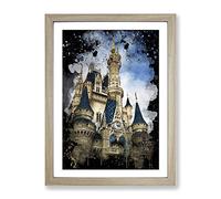 Magic Kingdom Florida Orlando Usa Modern Cb Framed Wall Art Print, Ready to Hang Picture for Living Room Bedroom Home Office Décor, Oak A2 (64 x 46 cm)