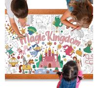 Magic Kingdom Giant Coloring Poster for Kids 30 x 72 Inch, Princess Large Coloring Poster Tablecloth, Fairy Themed Color-in Activities Games for Kids School Classroom Home Party Supplies Decorations