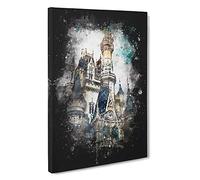 Magic Kingdom in Orlando Florida Paint Splash Canvas Print | Gallery Wrapped 30mm Frame Wall Art | 30x20 inches | Ready to Hang | Modern Picture | Living Room Bedroom Lounge Office