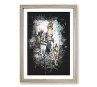 Magic Kingdom in Orlando Florida Paint Splash Framed Print | A2 Oak Framed Wall Art | Ready to Hang | Modern Nature Picture | Living Room Bedroom Lounge Office