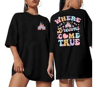Magic Kingdom Shirt for Women Funny Castle Graphic Tees Magical Fairy Tale Lover Gift Tee Casual Short Sleeve Tops, Black, XXL