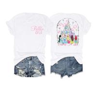 Magic Kingdom Shirts Castle T Shirts for Women Princess Castle Shirt Funny Vacation Trip Tee Casual Holiday Top, Z_white, L