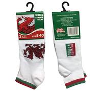Magic Kingdom Wales Adult Socks with Embroidered Welsh Dragon White 2 Pairs