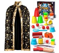 Magic Kit for Kids, 98 Magic Tricks with Magician Costume, Manual and Videos, Magic Gift Set for 6+ Years Old Beginner Magicians, Halloween Christmas Birthday Party Family Game Fun